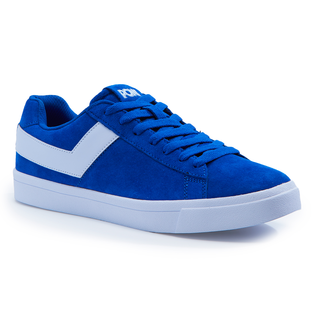 blue suede pony sneakers