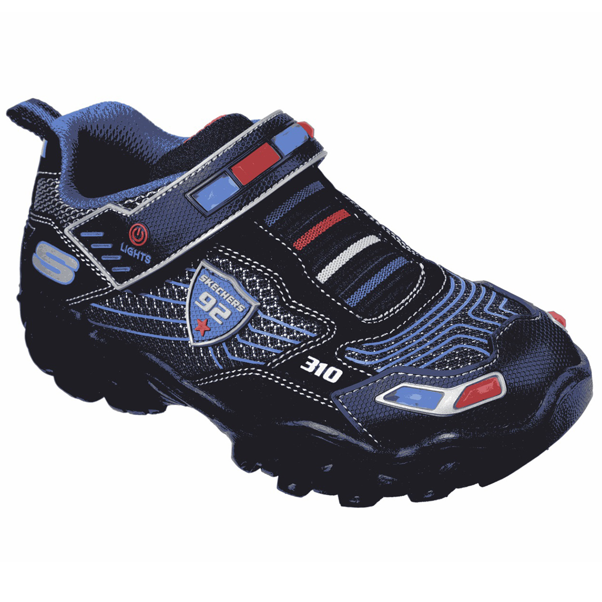 Skechers Boys' Hot Lights: Damager 3 Police Sneaker - Black, 12