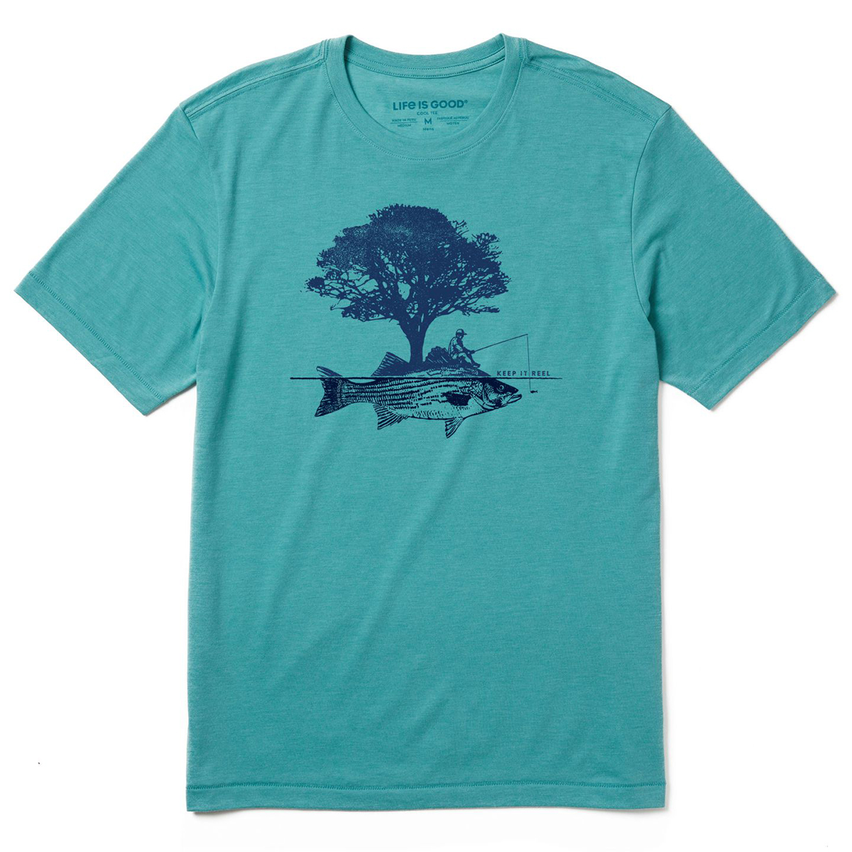 Life Is Good Men's Tree Fish Short-Sleeve Cool Tee - Blue, M