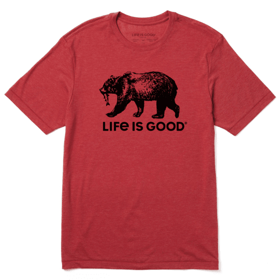 Life Is Good Men's Fishing Bear Cool Short-Sleeve Tee - Red, L