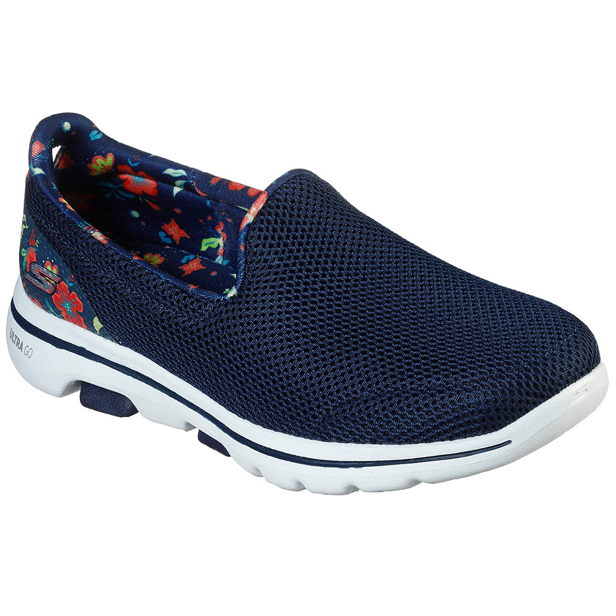 Skechers Women's Gowalk 5 - Flowery Slip-On Shoe - Blue, 7