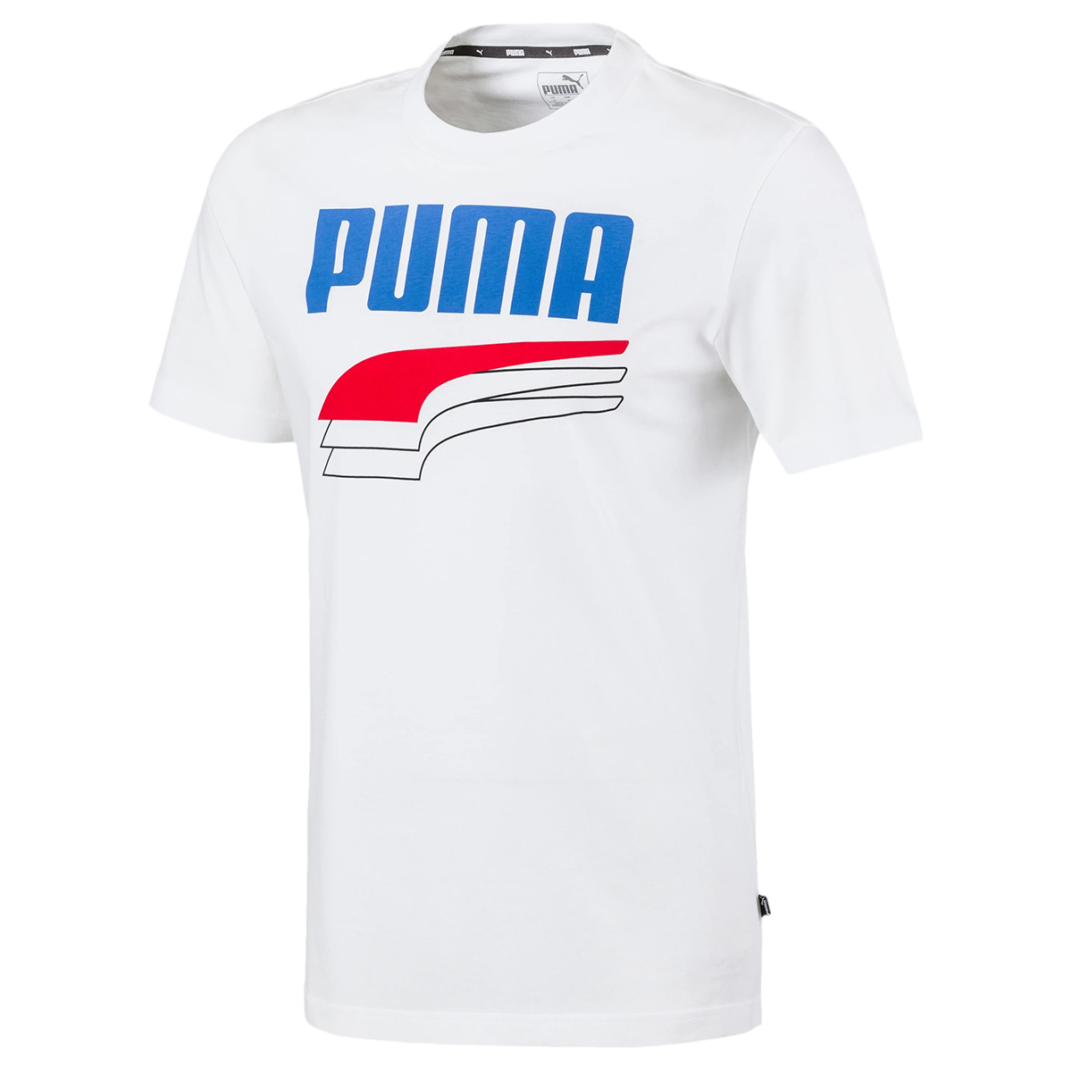 Puma Men's Rebele Bold Short-Sleeve Logo Tee - White, L
