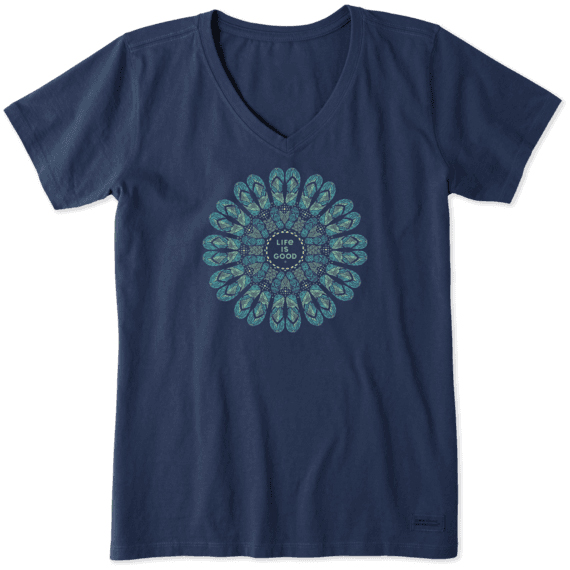 Life Is Good Women's Flip Flop Mandala Crusher Tee - Blue, S