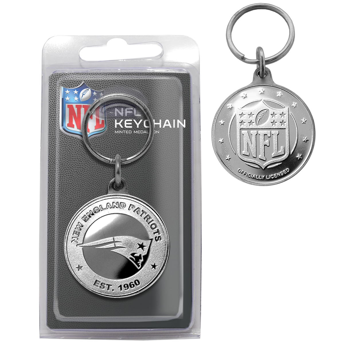 New England Patriots Silver Coin Keychain