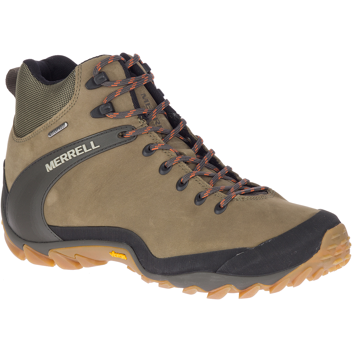 Merrell Men's Chameleon 8 Leather Mid Waterproof Hiking Shoes - Green, 11