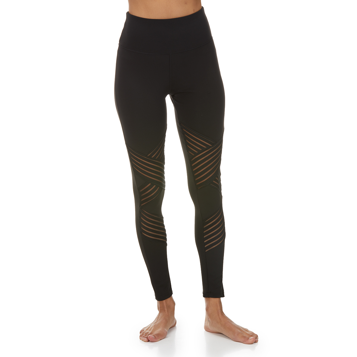 S2 Sportswear Women's Full-Length High Waist  Mesh Leggings - Black, S