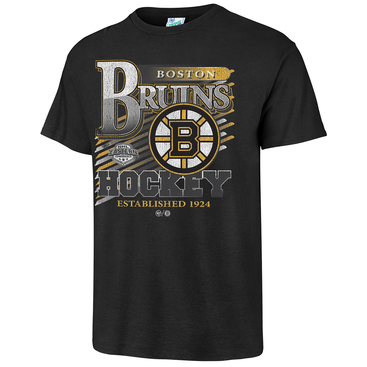 Boston Bruins Men's Slapshot Vintage Tubular T-Shirt - Black, S