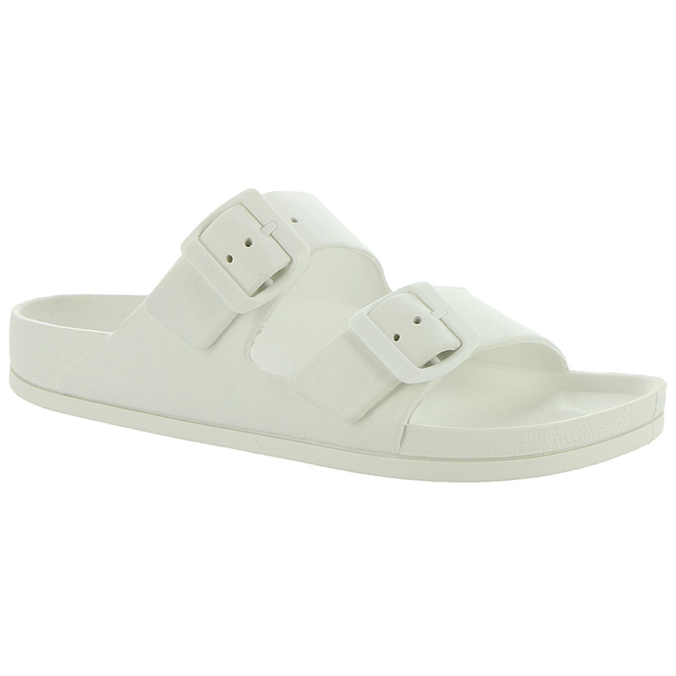 MIA Women's Jasmin Double Band Slide-On Buckle Sandals - White, 7