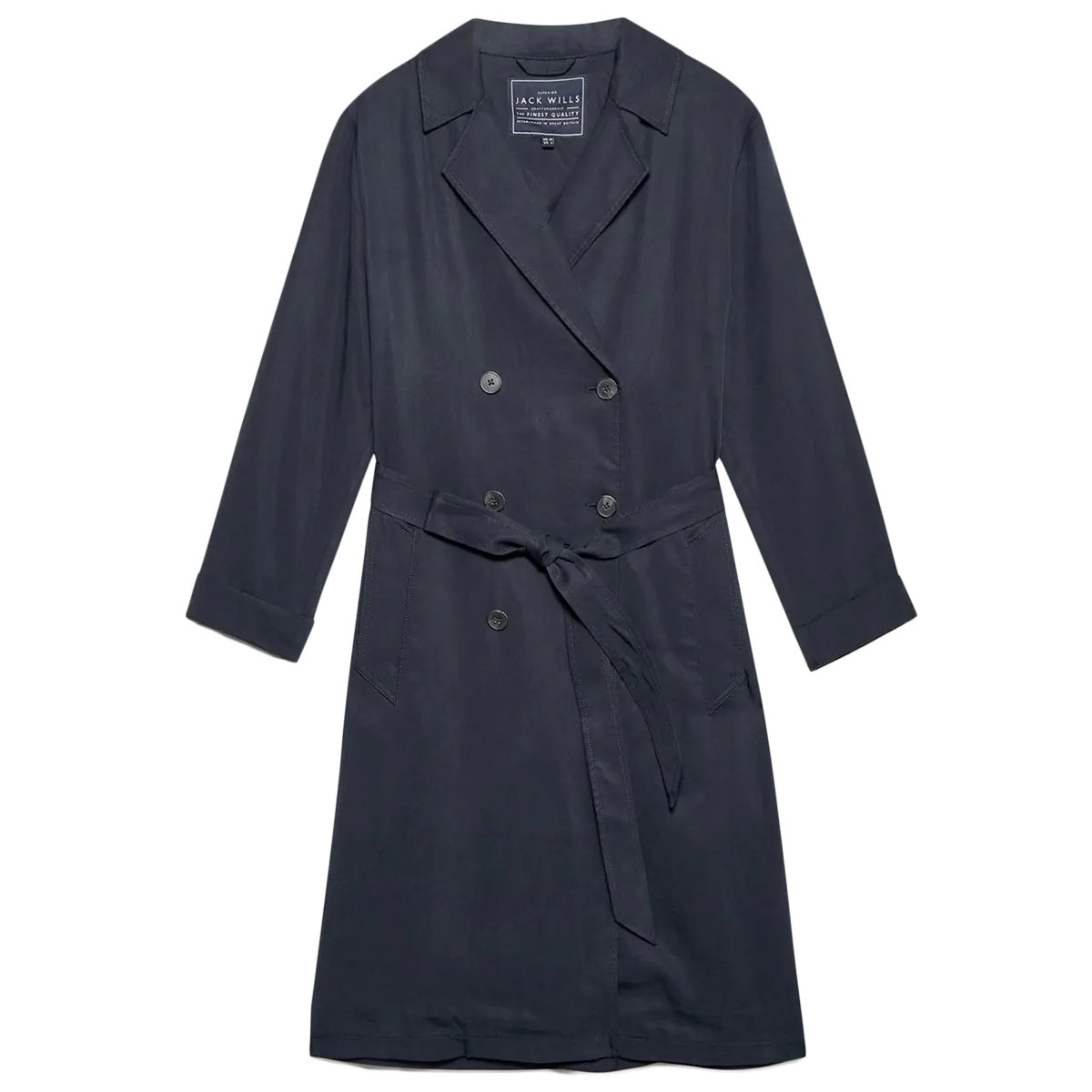 Jack Wills Women's Malmsbury Fluid Belted Trench Coat - Black, 10