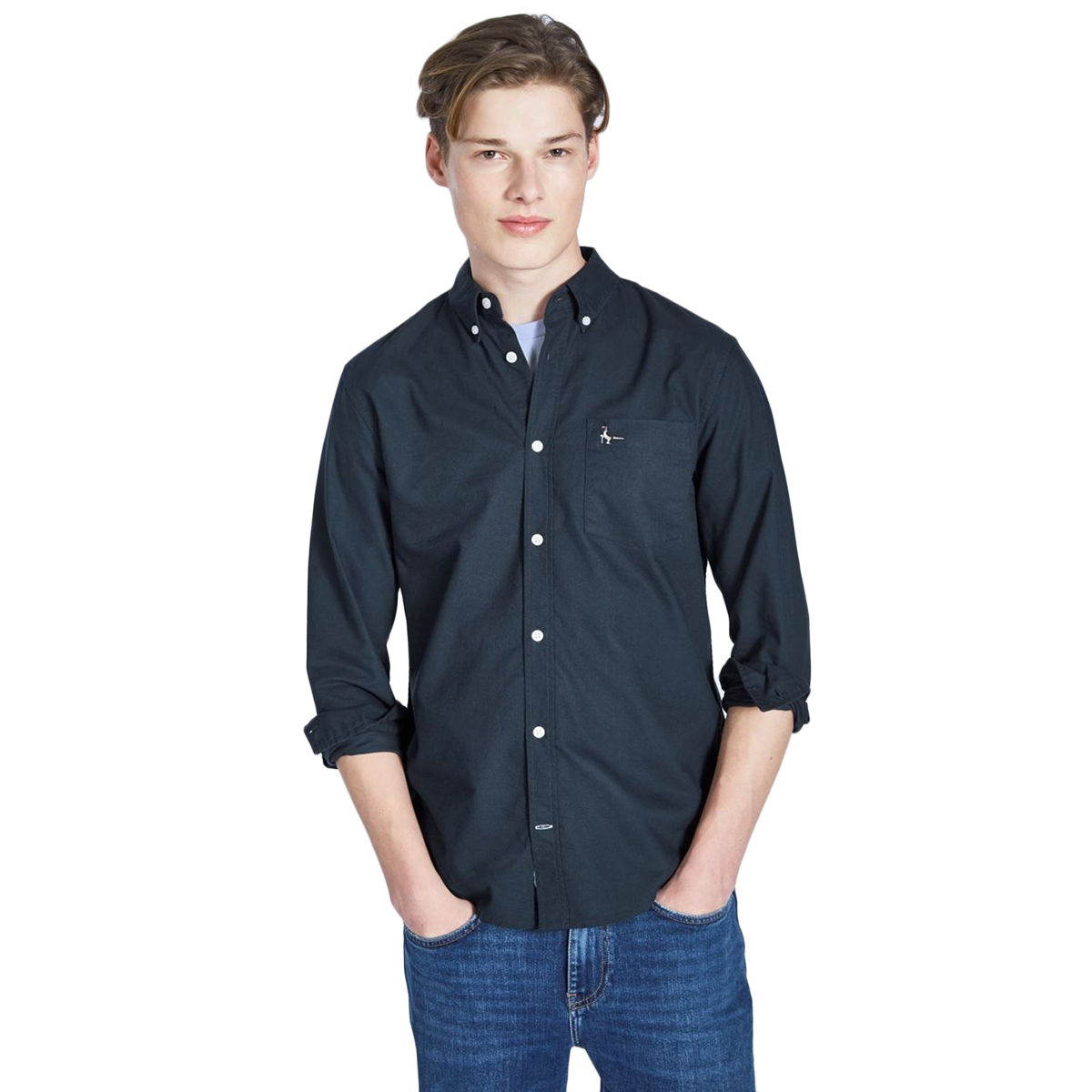 Jack Wills Men's Wadsworth Plain Oxford Shirt - Black, L
