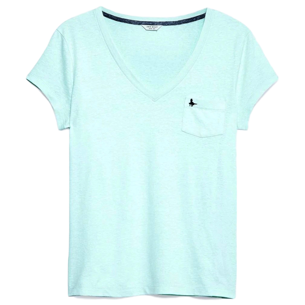 Jack Wills Women's Short-Sleeve Bicester V-Neck Tee - Green, 2