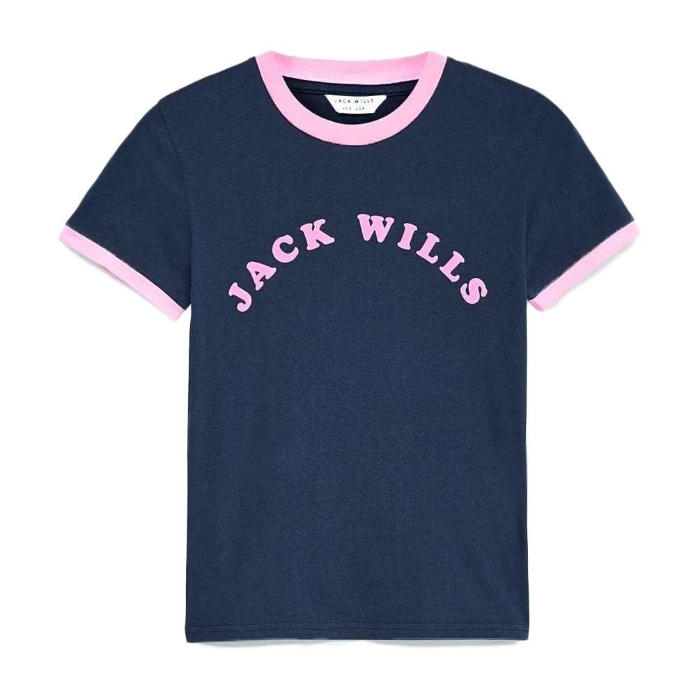 Jack Wills Women's Blackmore Flocked Short-Sleeve Ringer Tee