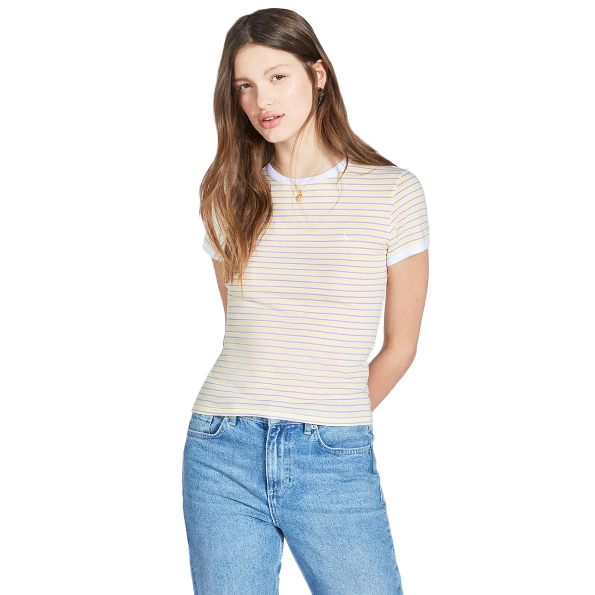 Jack Wills Women's Matela Ringer Stripe T-Shirt - Yellow, 2