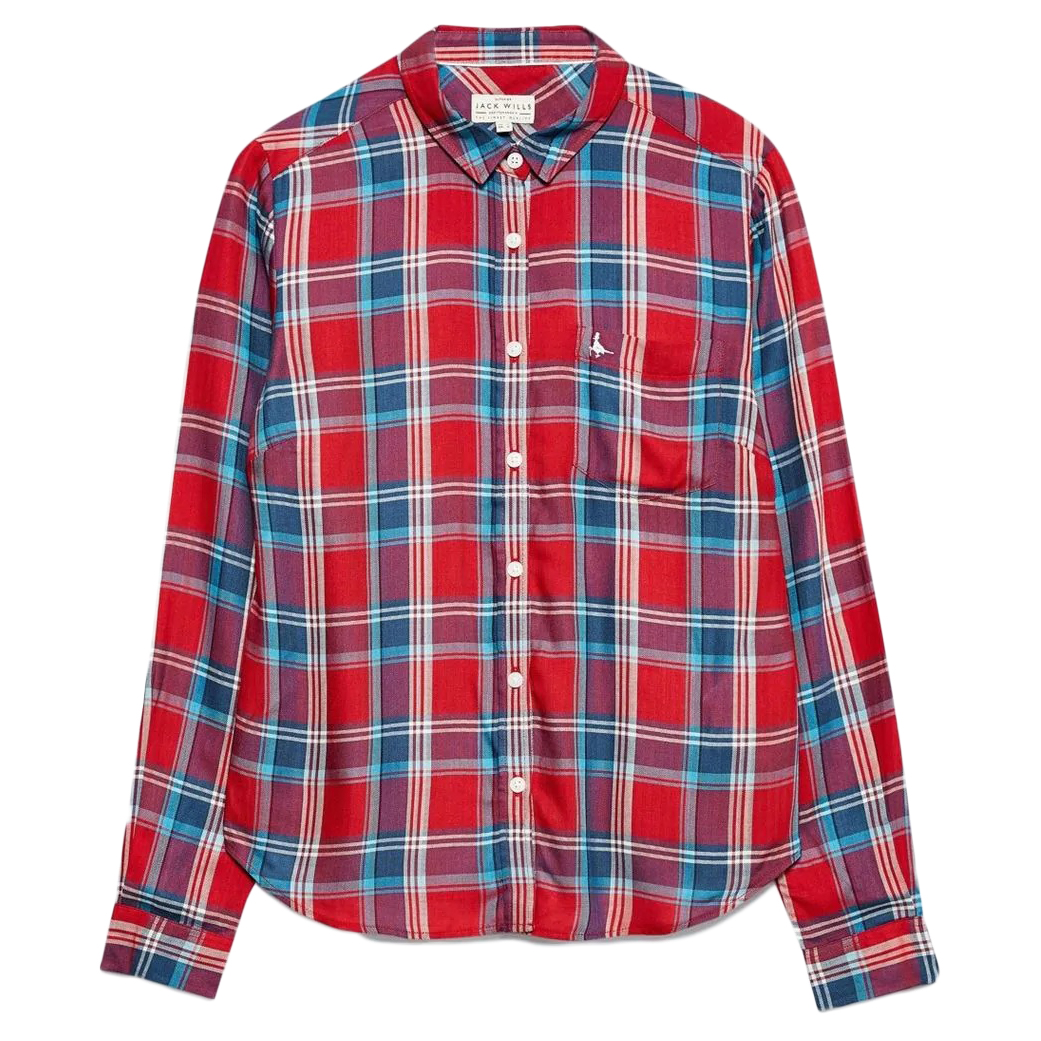 Jack Wills Women's Tilly Drapey Checked Shirt - Red, 8