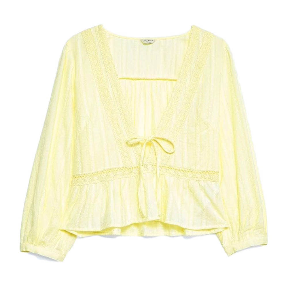 Jack Wills Women's Honeywood Lace Trim Festival Top - Yellow, 10