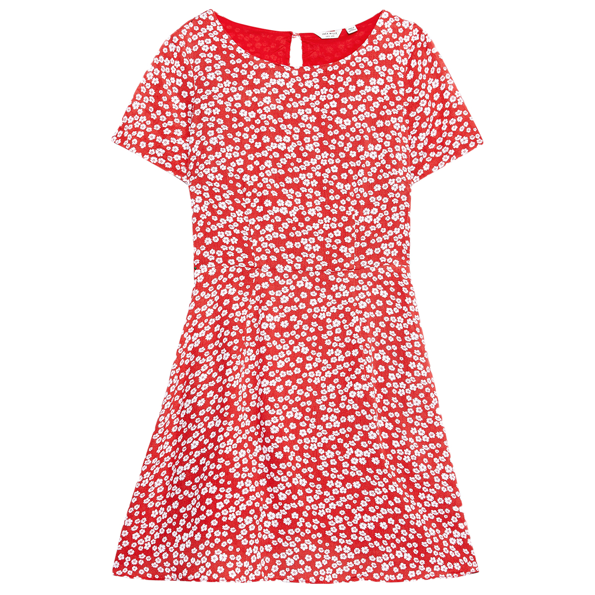 Jack Wills Women's Merriden Printed Fit And Flair Dress - Red, 10