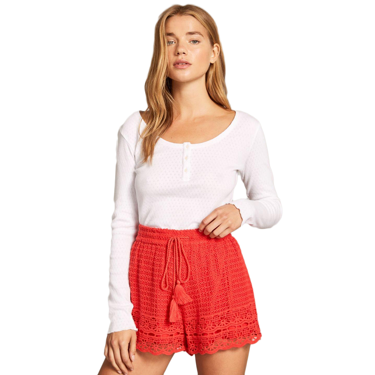 Jack Wills Women's Henriette Crochet Shorts - Red, 6