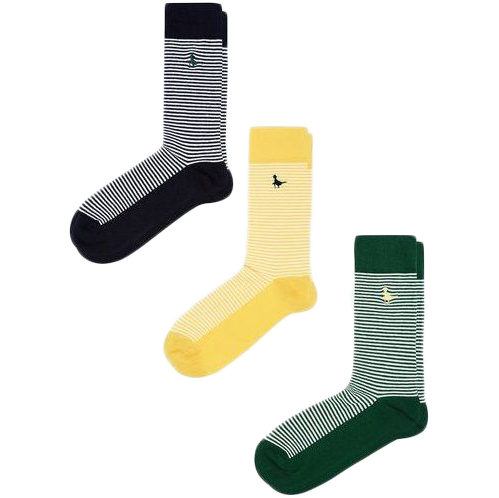 Jack Wills Men's Liberton Fine Stripe Socks, 3 Pack