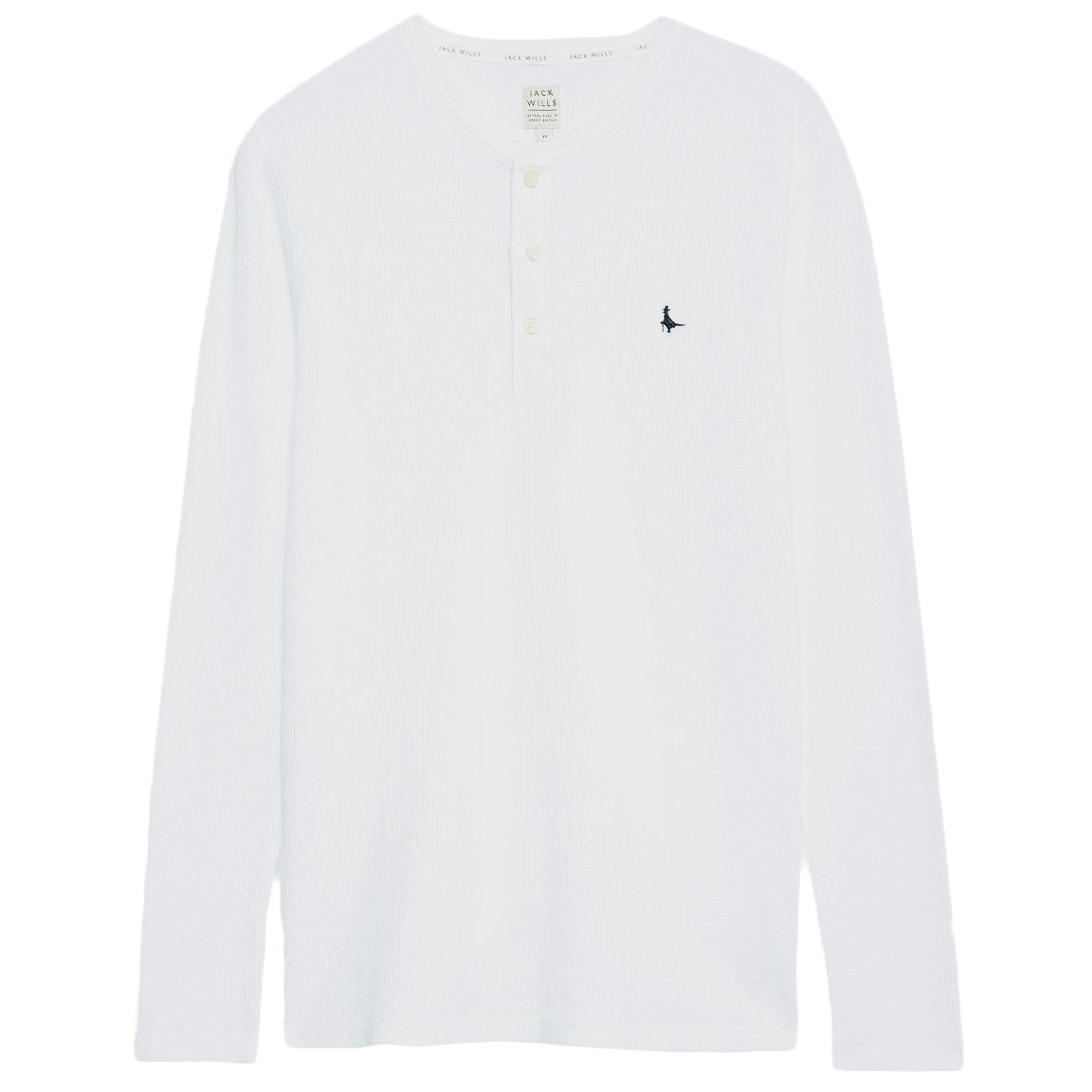 Jack Wills Men's Byworth Waffle Henley Top - White, L