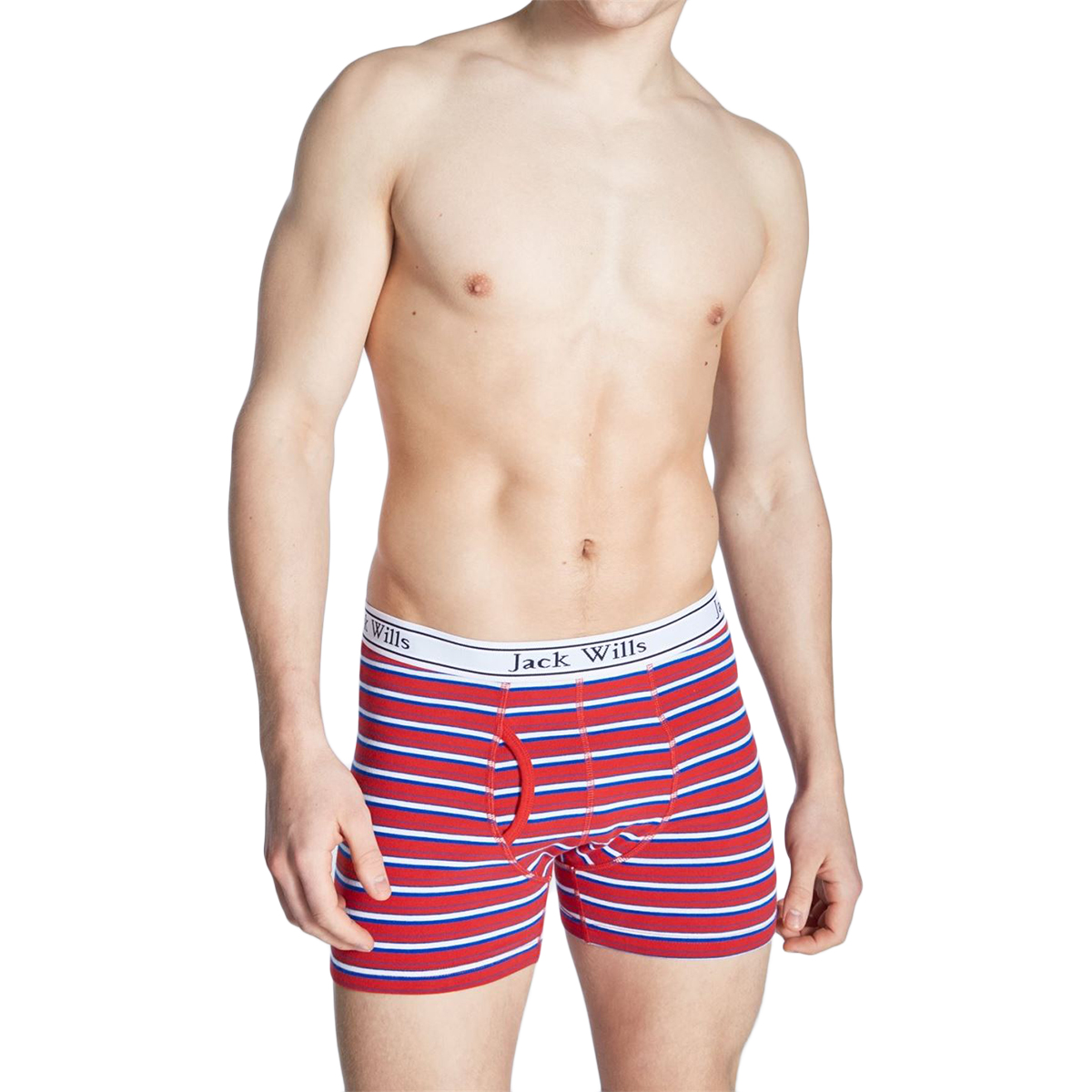 Jack Wills Men's Chetwood Fine Stripe Boxer Short Set, 2 Pack - Red, L