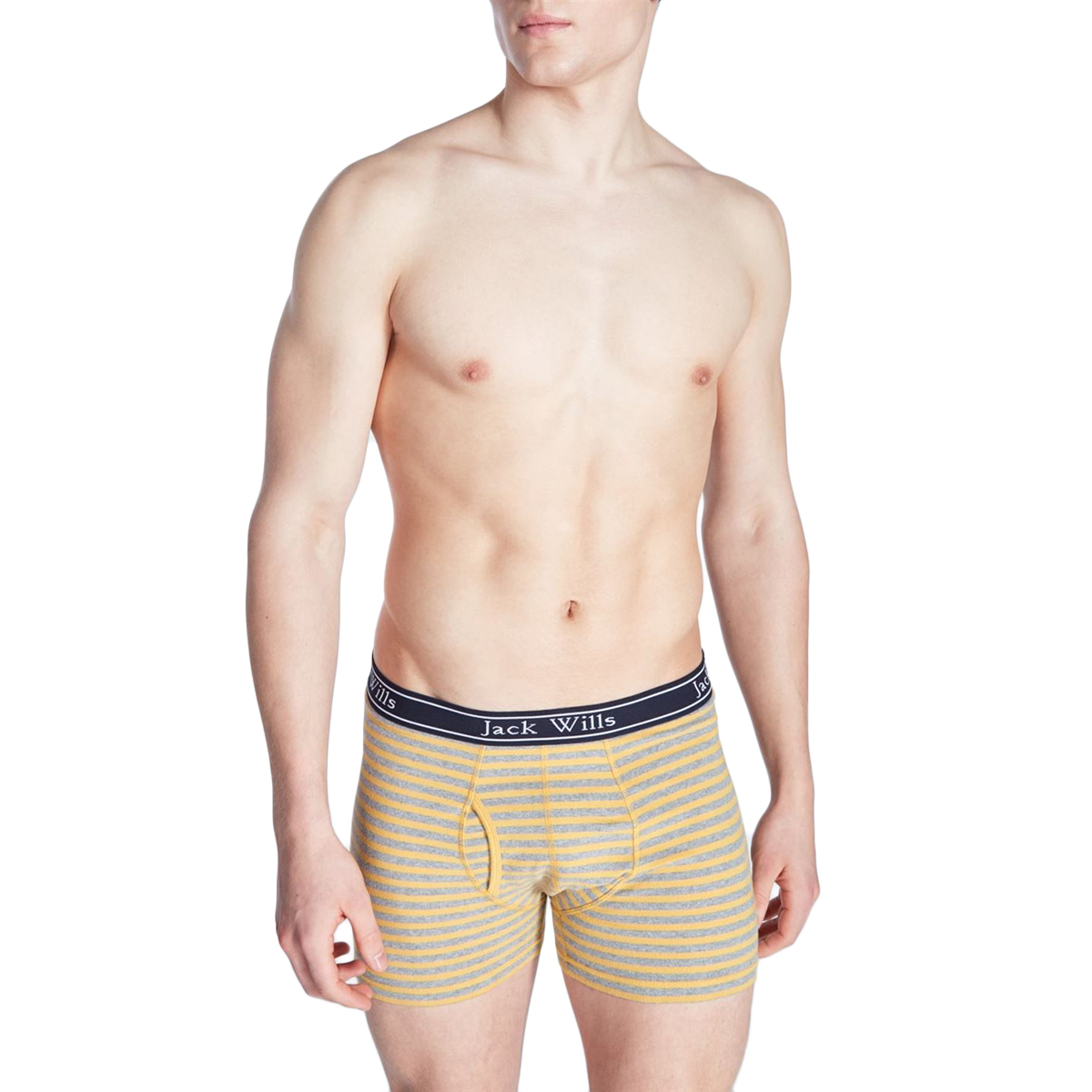 Jack Wills Men's Chetwood Fine Stripe Boxer Short Set, 2 Pack - Yellow, L