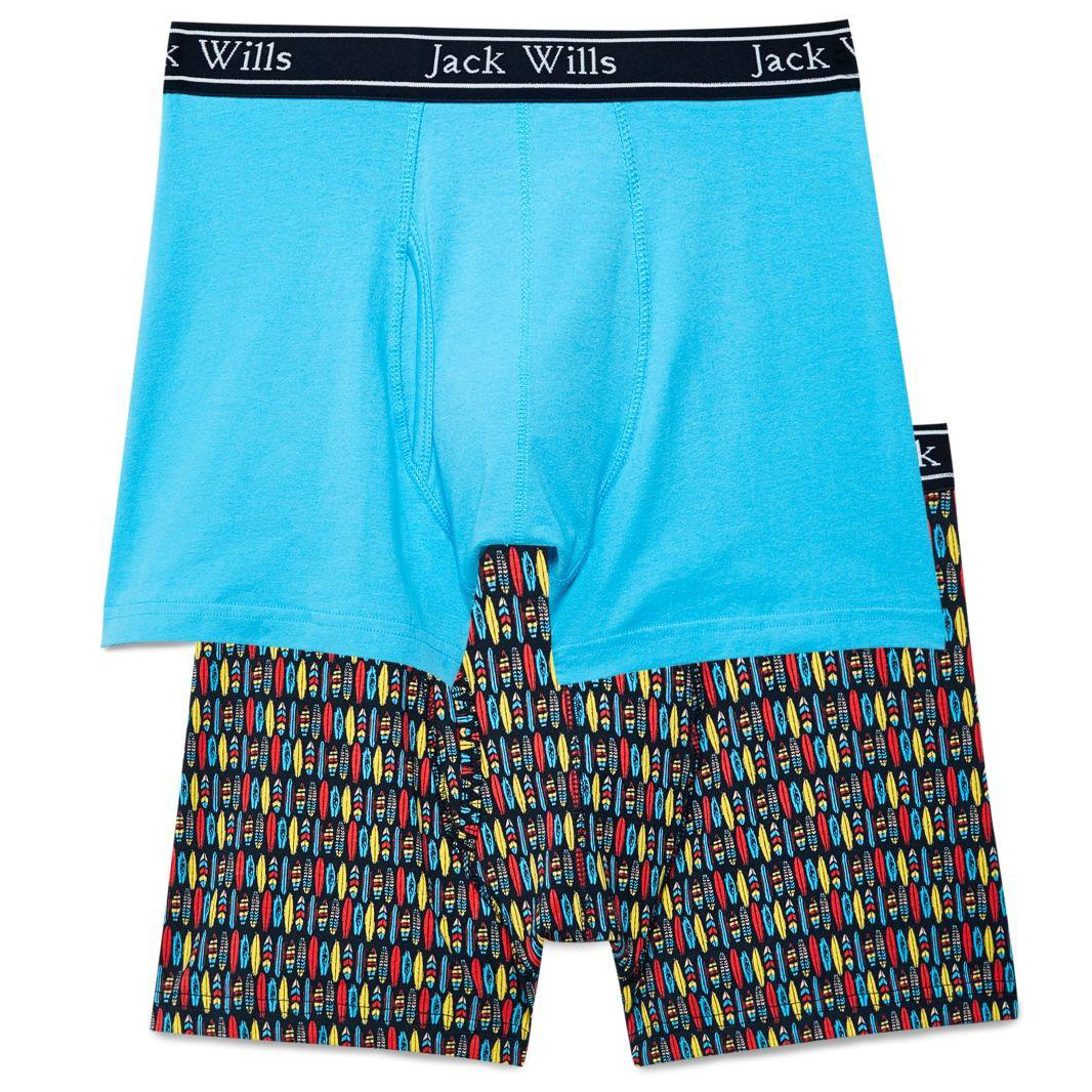 Jack Wills Men's Chetwood Surfboard Print Boxer Short Set, 2-Pack - Black, XL