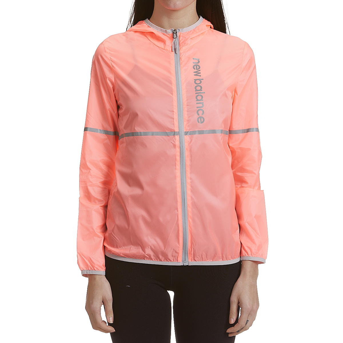 New Balance Women's Translucent Ribstop Hooded Jacket With Reflective Trim - Red, L