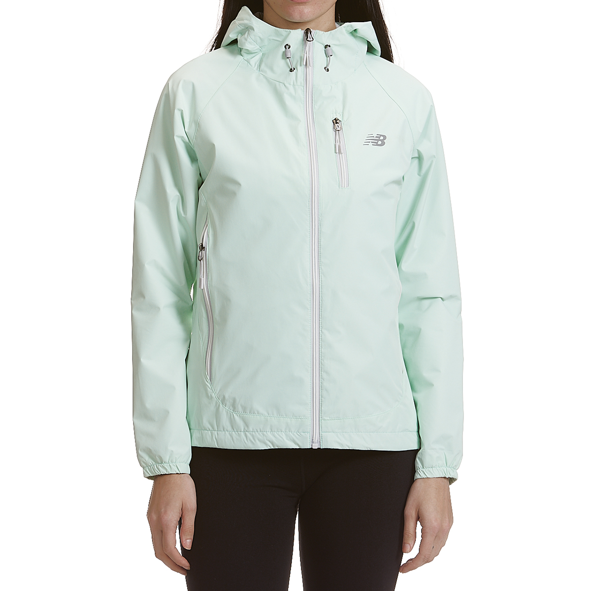 New Balance Women's Solid Dobby Hooded Jacket With Zipped Pockets - Blue, L