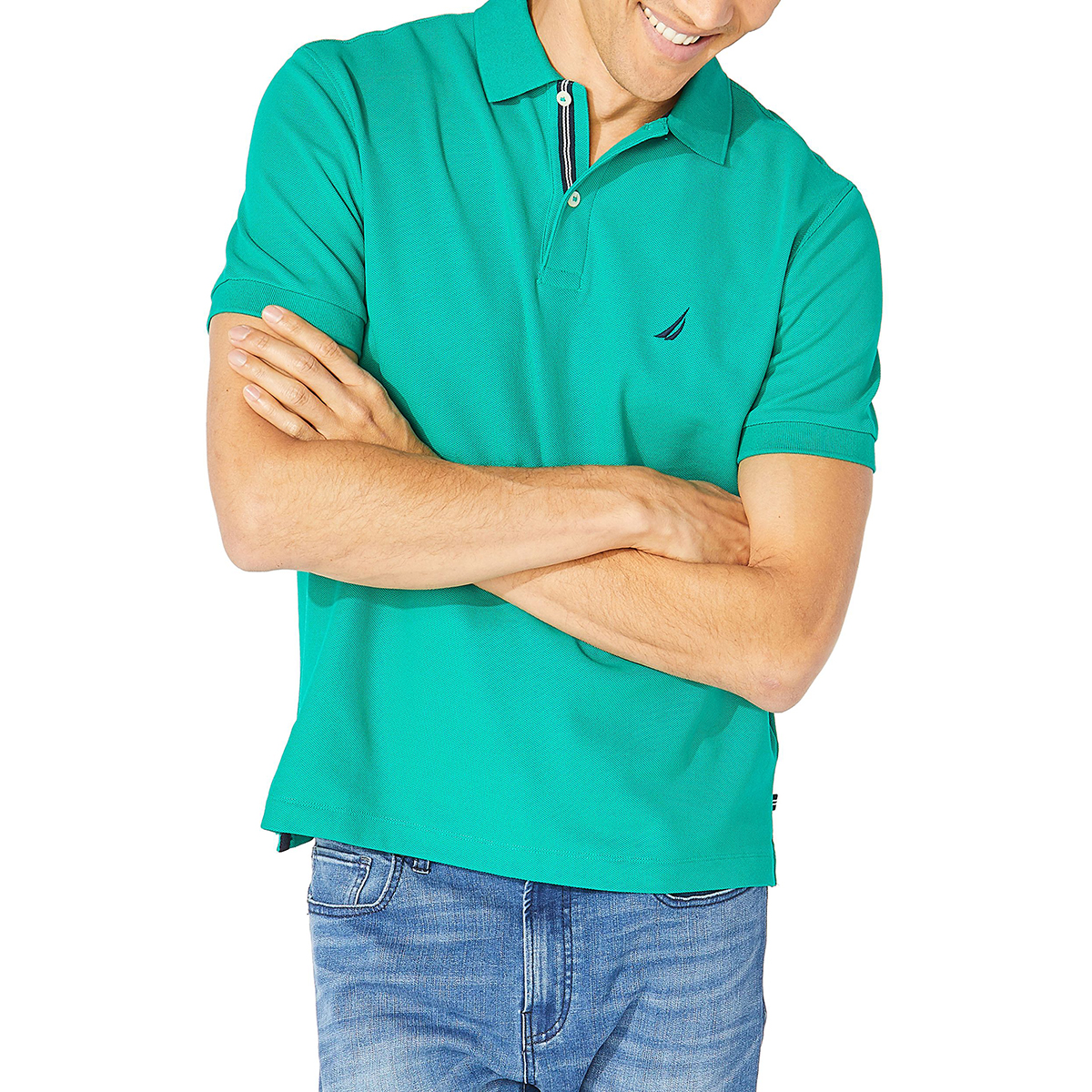 Nautica Men's Short-Sleeve Deck Polo - Green, M