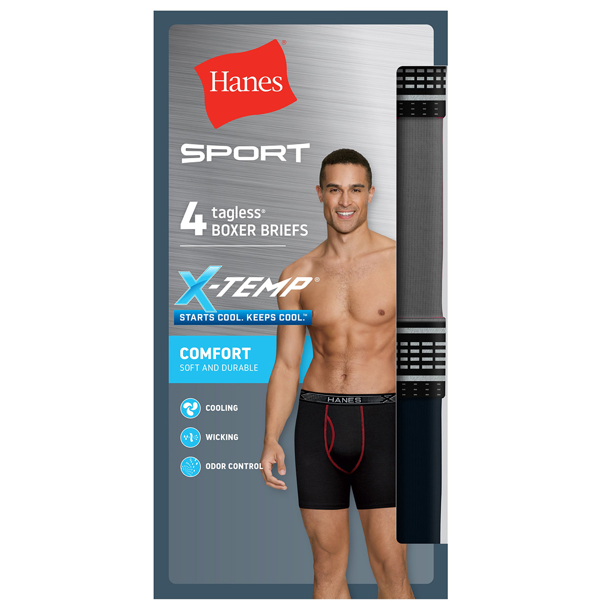 Hanes Men's X-Temp Cotton Boxer Briefs Assorted, 4-Pack