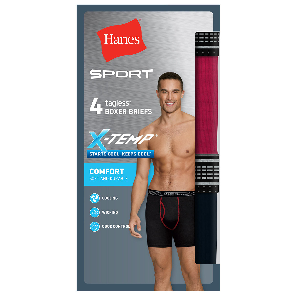 Hanes Men's X-Temp Cotton Boxer Briefs Assorted, 4-Pack