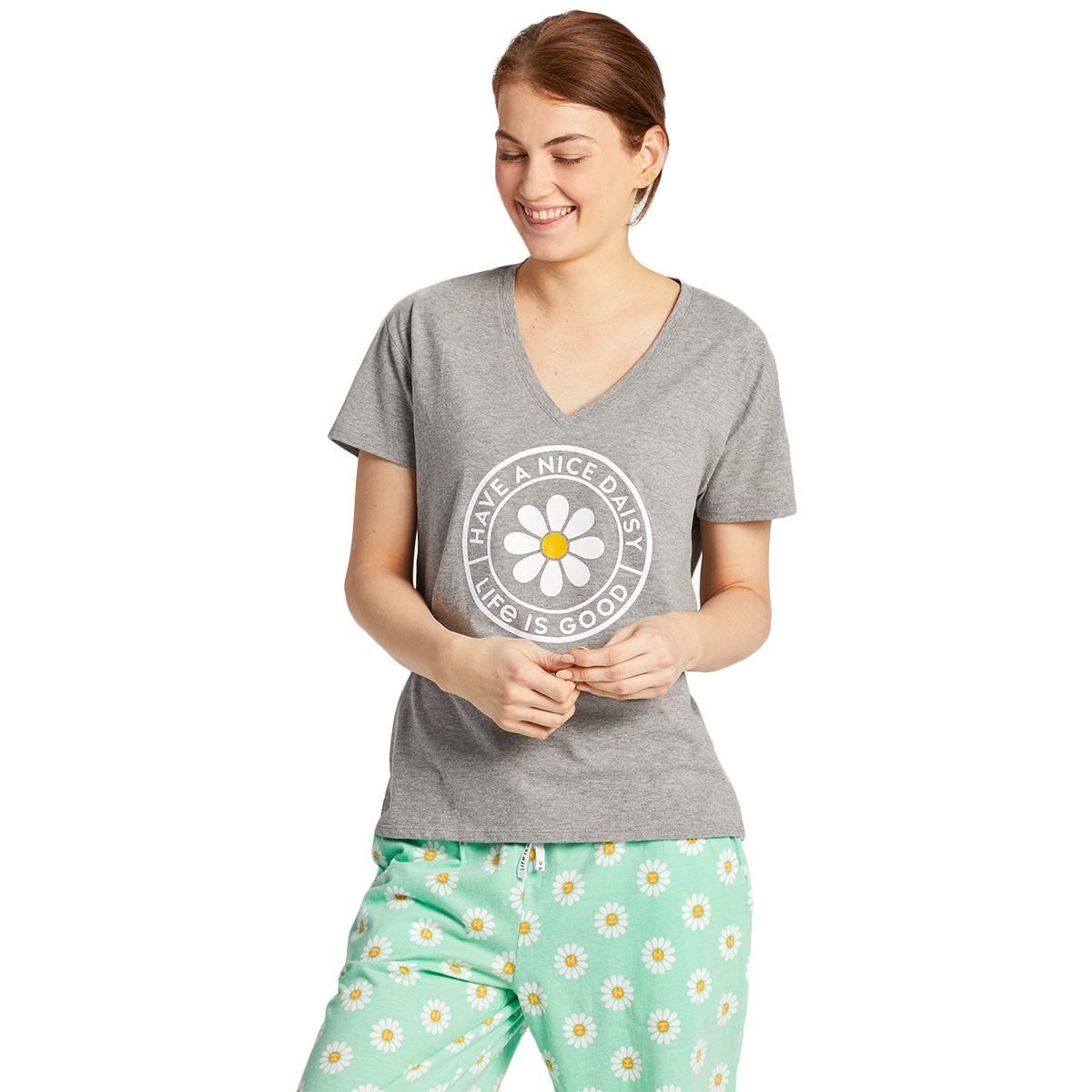 Life Is Good Women's Have A Nice Day Snuggle Up V-Neck Sleeptop