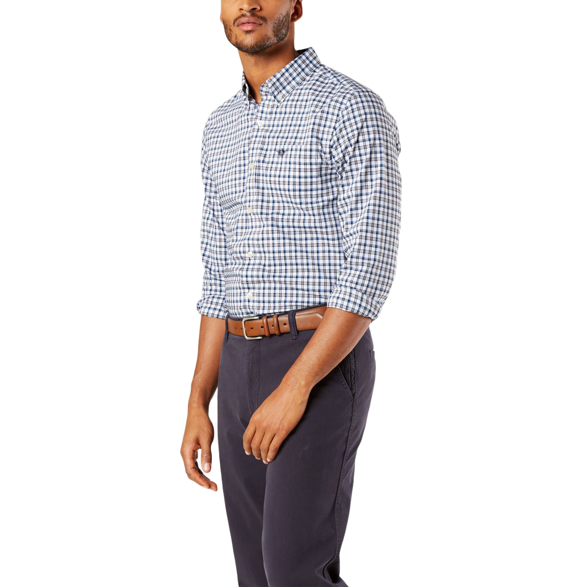 Dockers Men's Signature Comfort Flex Classic Fit Shirt - Blue, 2XL