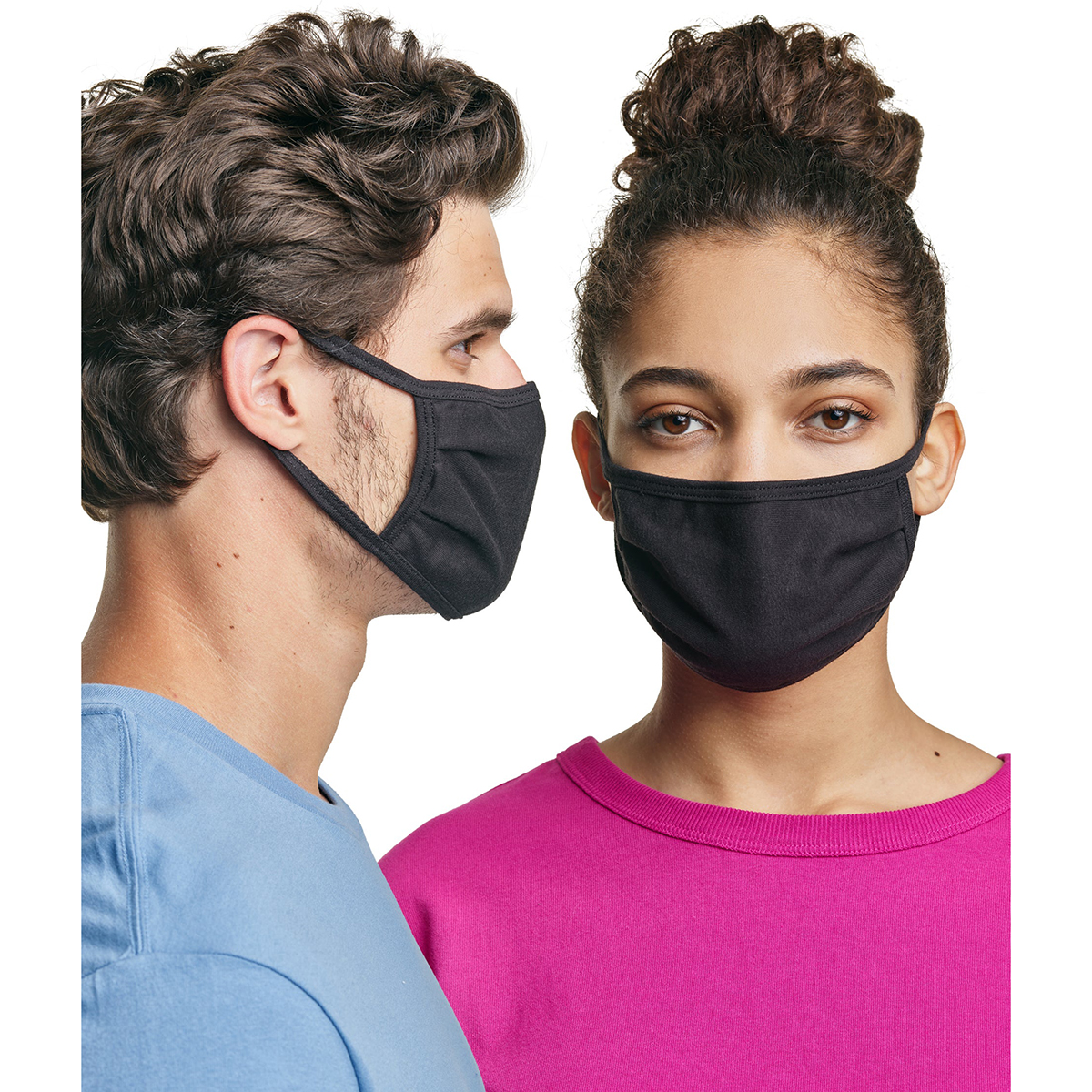 Hanes Face Masks, 5-Pack, Black