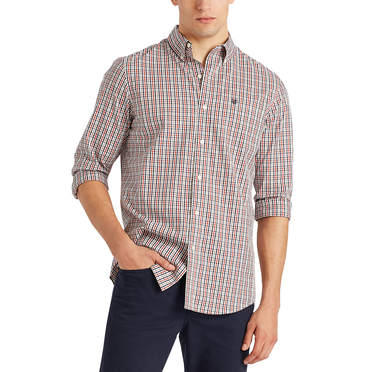 Chaps Men's Stretch Poplin Gingham Shirt