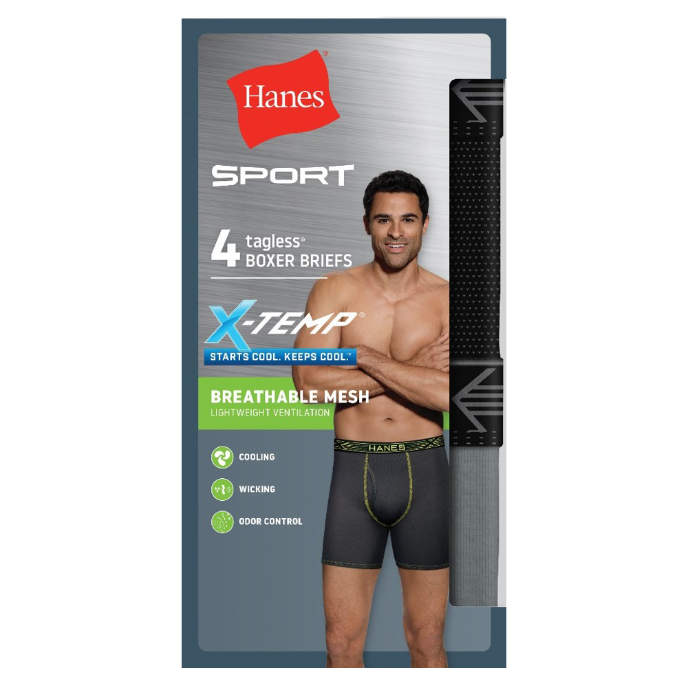 Hanes Men's Sport X-Temp Boxer Briefs, 4 Pack