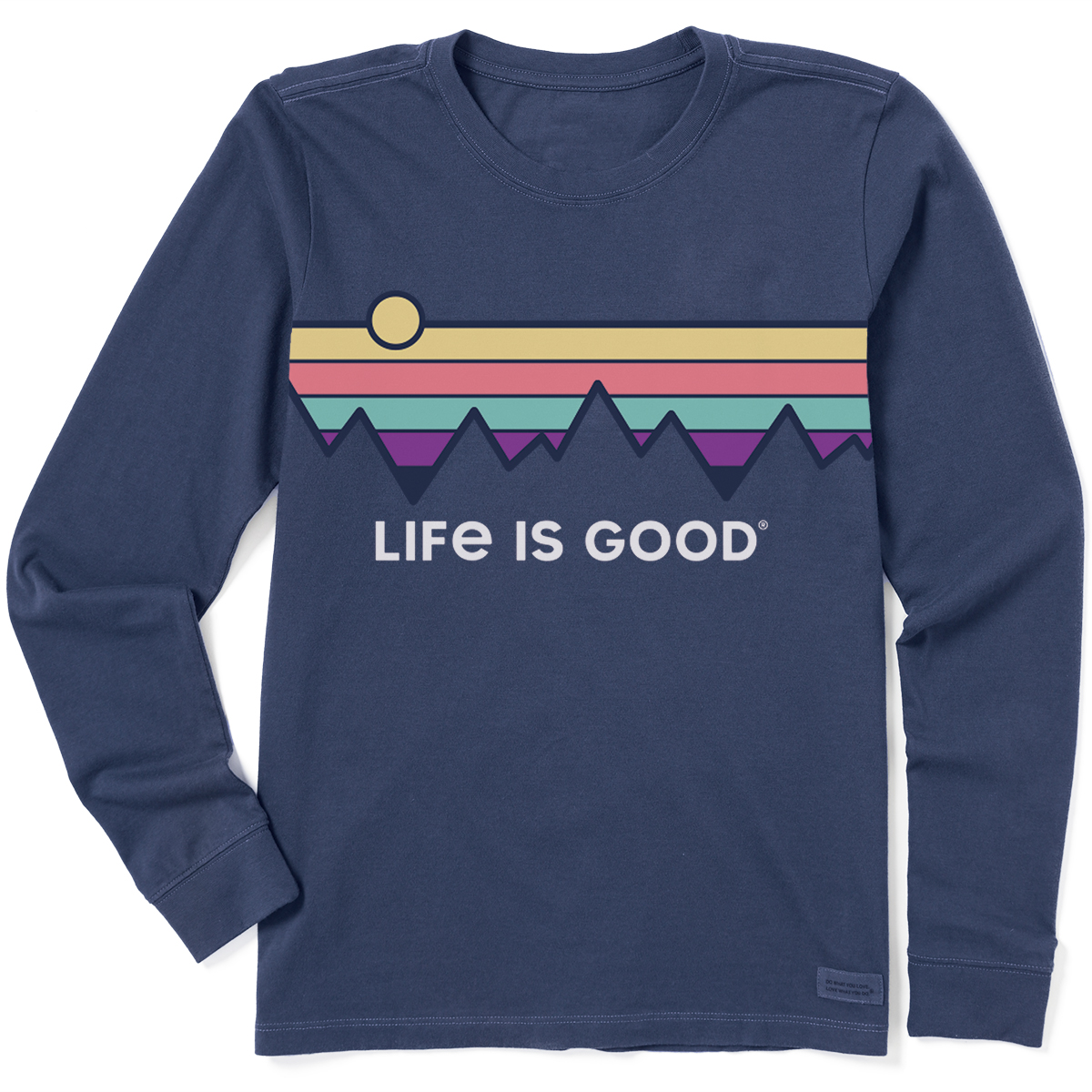 Life Is Good Women's Retro Mountain Stripe Long Sleeve Crusher Tee