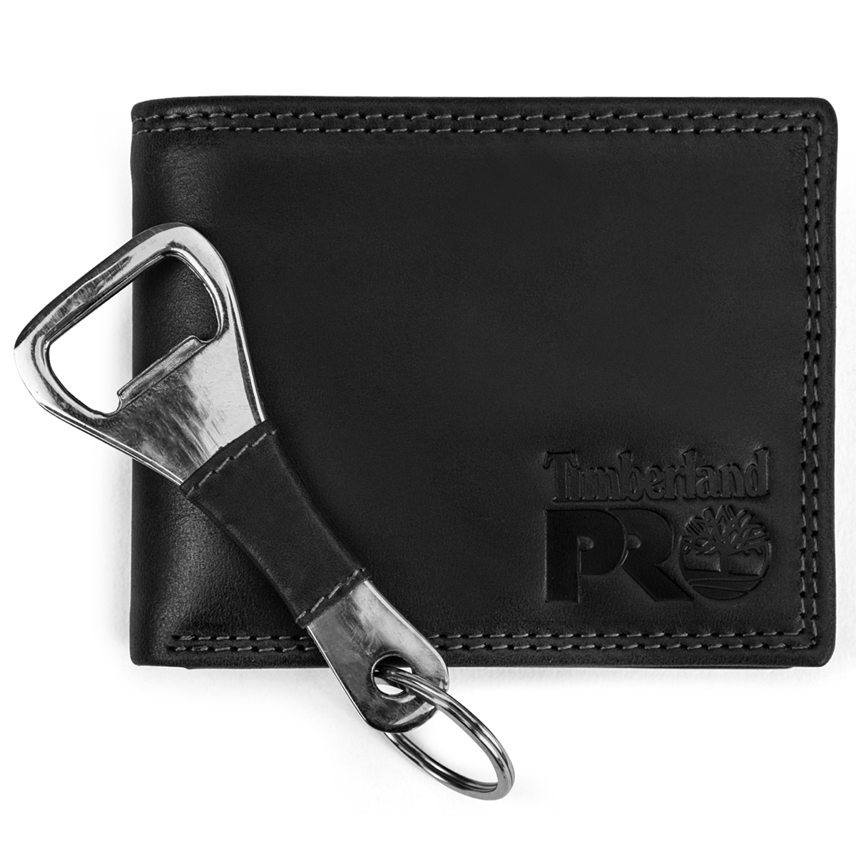 Timberland Pro Men's Slim Leather Rfid Wallet Gift Set W/ Bottle Opener -  DP0038/08