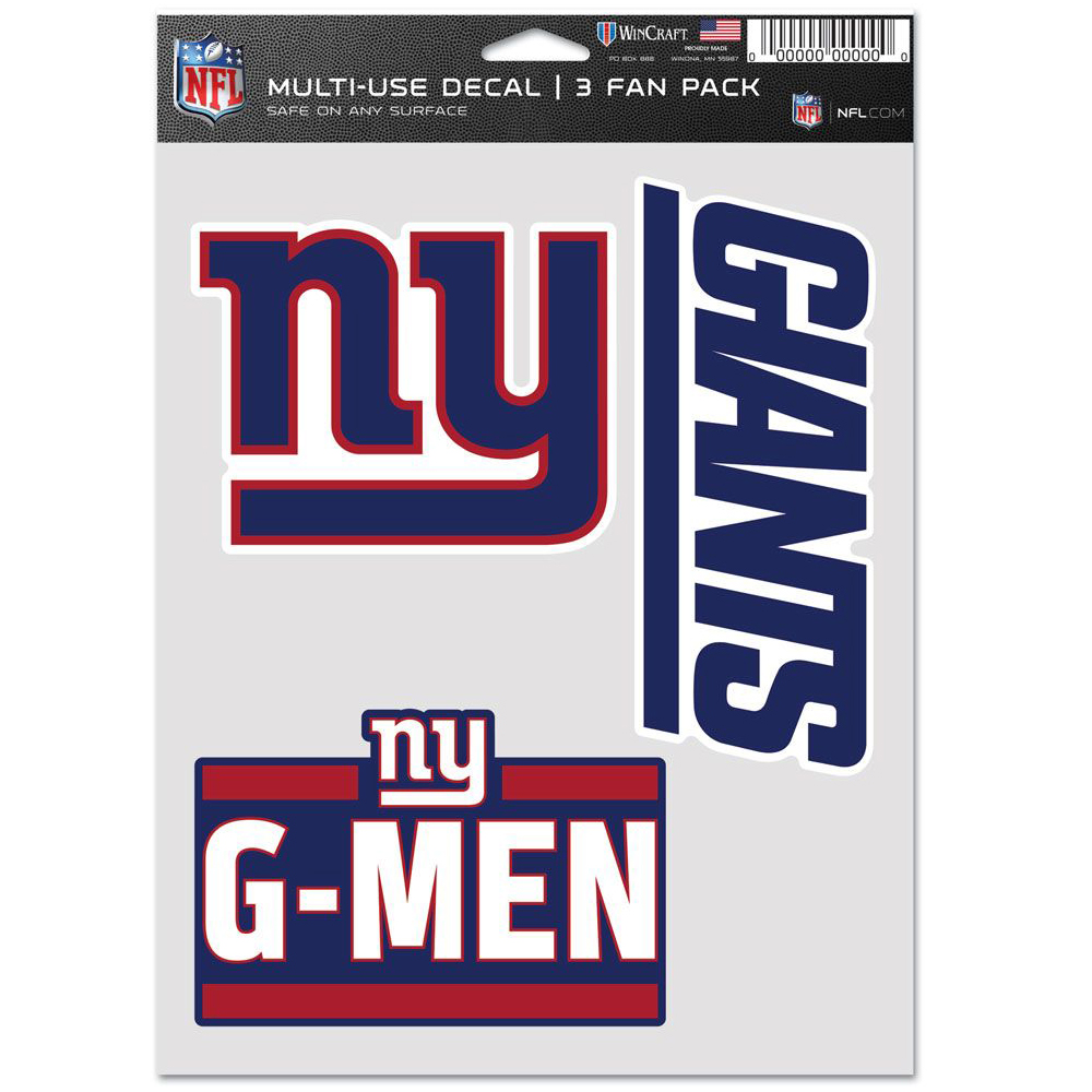 New York Giants 3 Fan Pack Decals