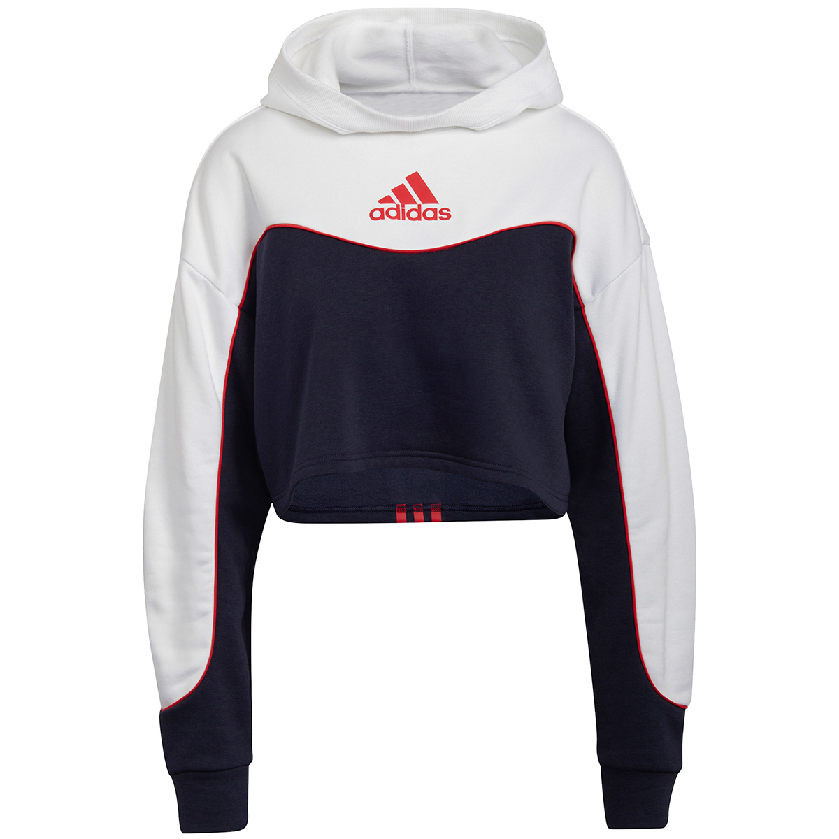 Adidas Women's Essentials Colorblock 3-Stripe Hoodie, Blue