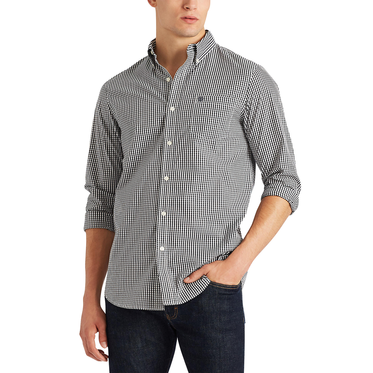 Chaps Men's Stretch Easy Care Poplin Button-Down Shirt