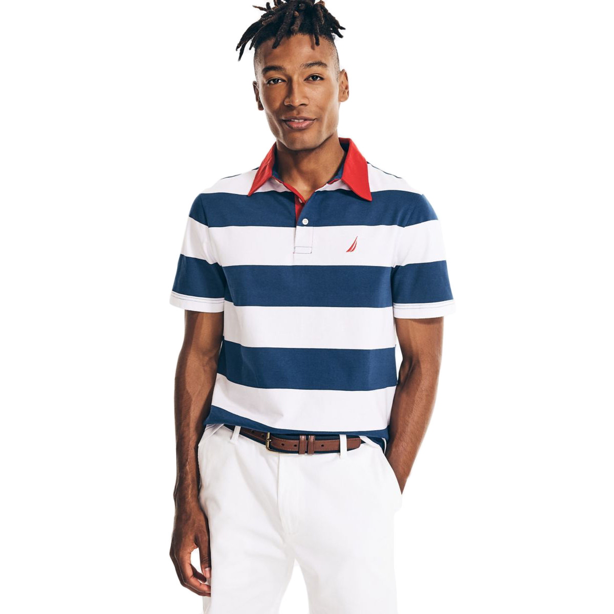 Nautica Men's Rugby Stripe Polo, Blue