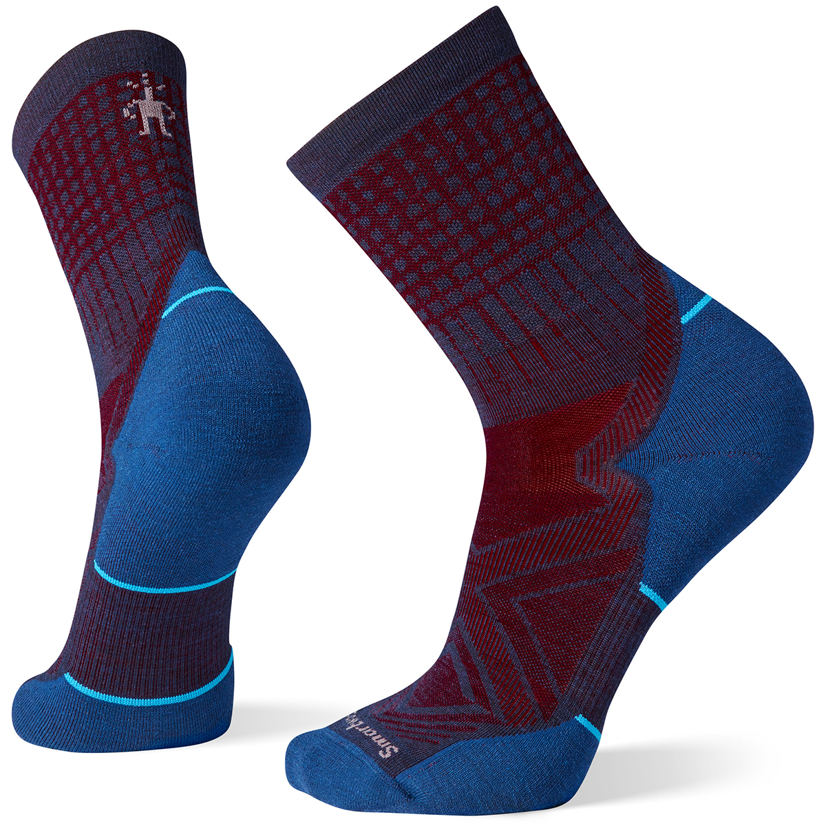 Smartwool Men's Run Targeted Cushion Pattern Mid Crew Socks, Blue