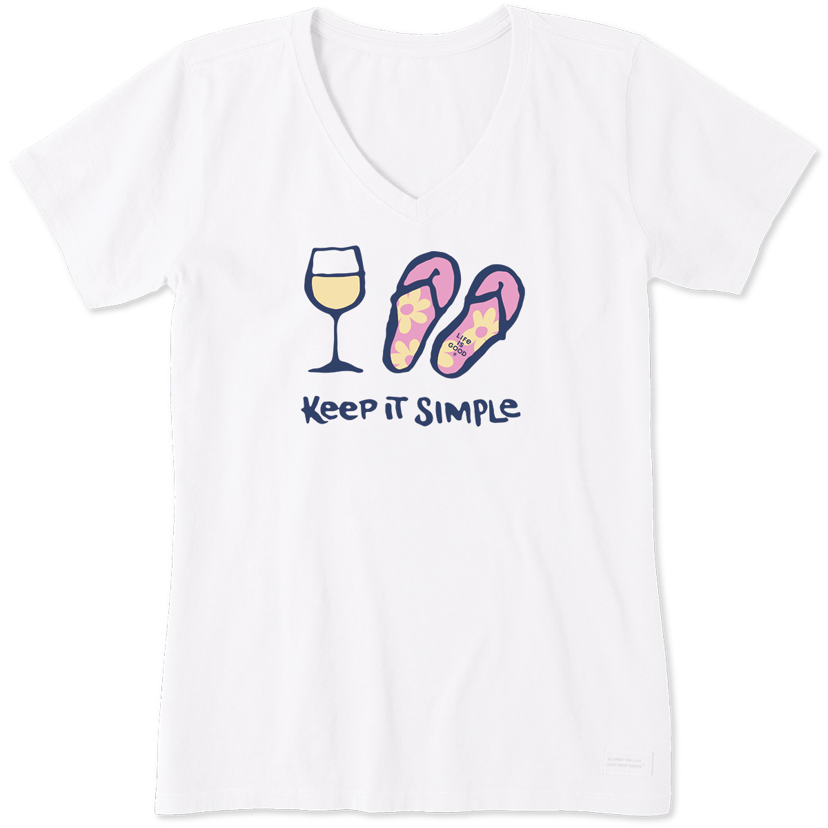 Life Is Good Women's Keep It Simple Crusher Short Sleeve V-Neck Graphic Tee