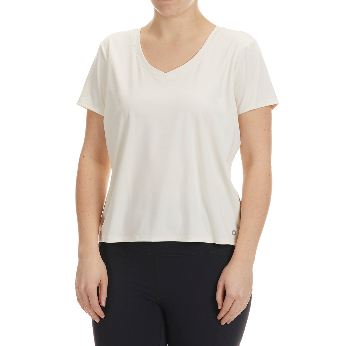 RBX Women's Peached Interlock Short-Sleeve V-Neck Tee, 2 Pack