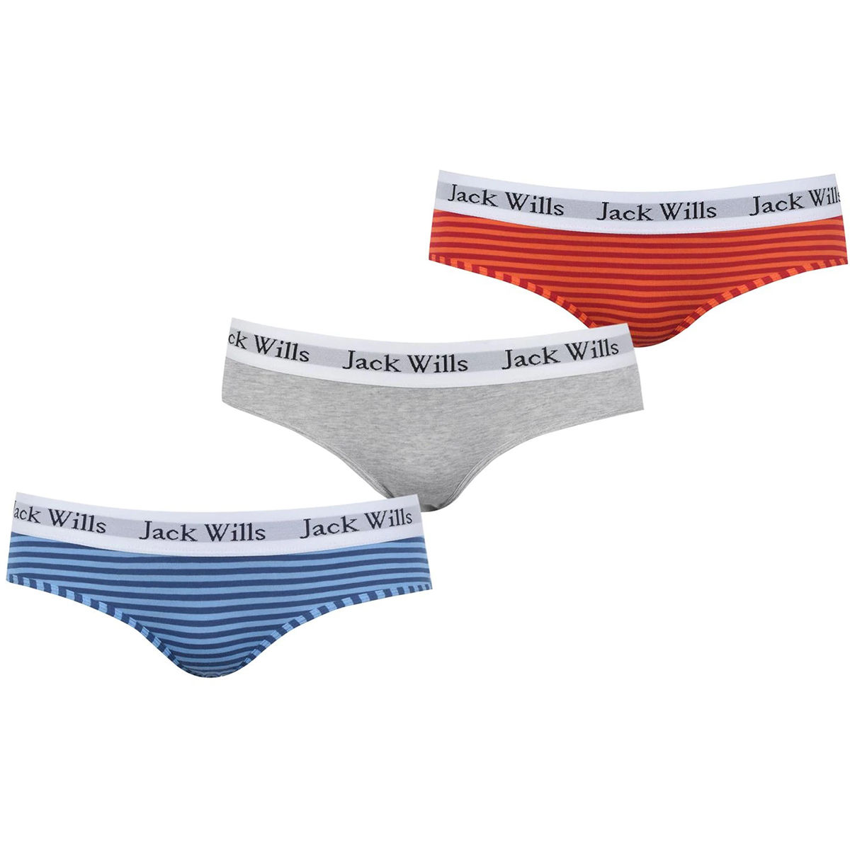 Jack Wills Women's Wilden Heritage Underwear, 3 Pack, Orange