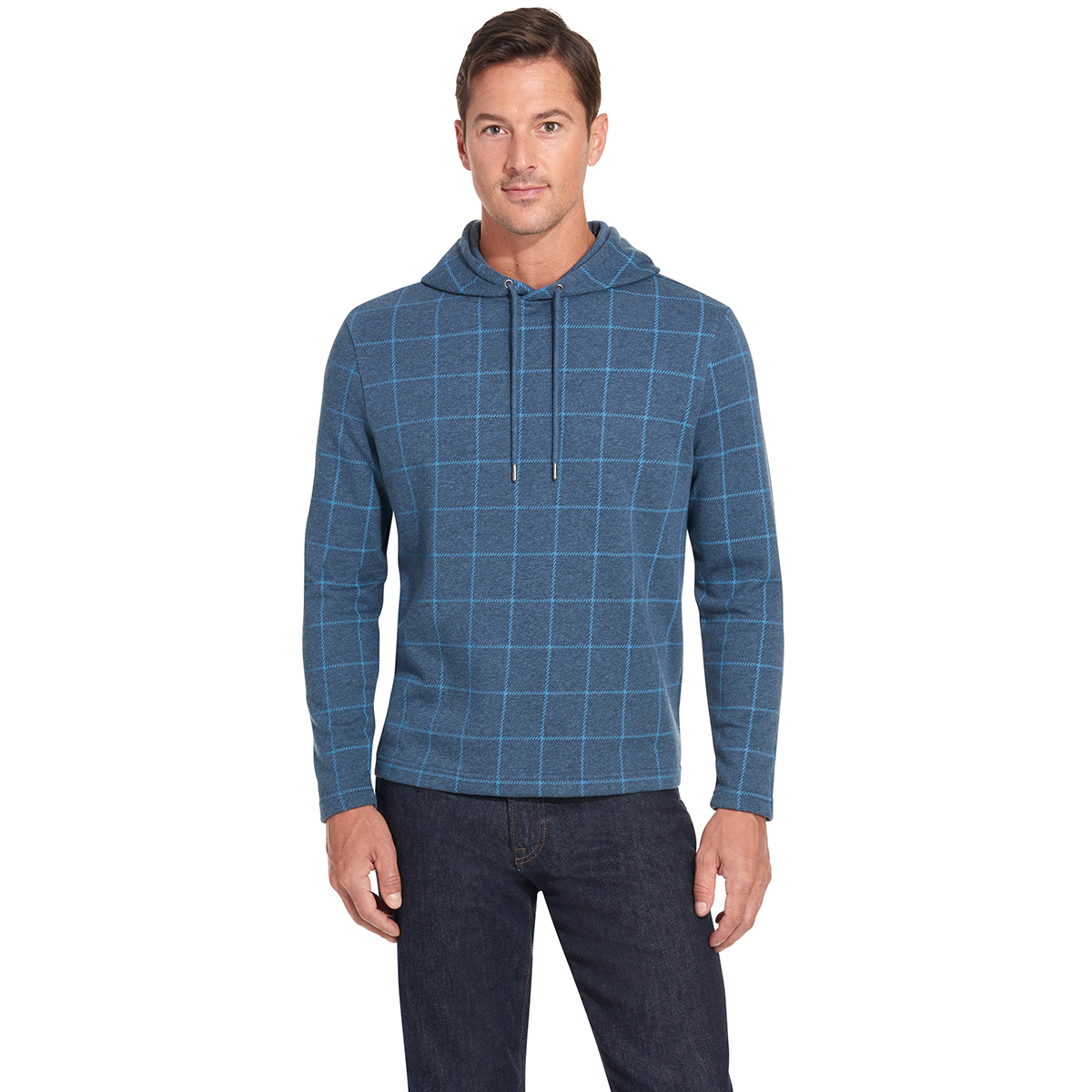 Van Heusen Men's Windowpane Hoodie, Blue