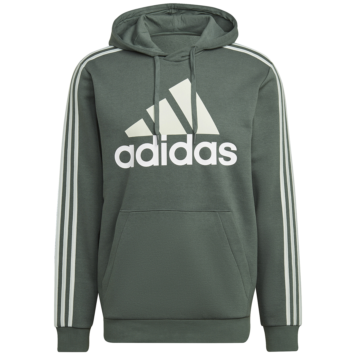 Adidas Men's Essentials Fleece 3-Stripes Hoodie, Green