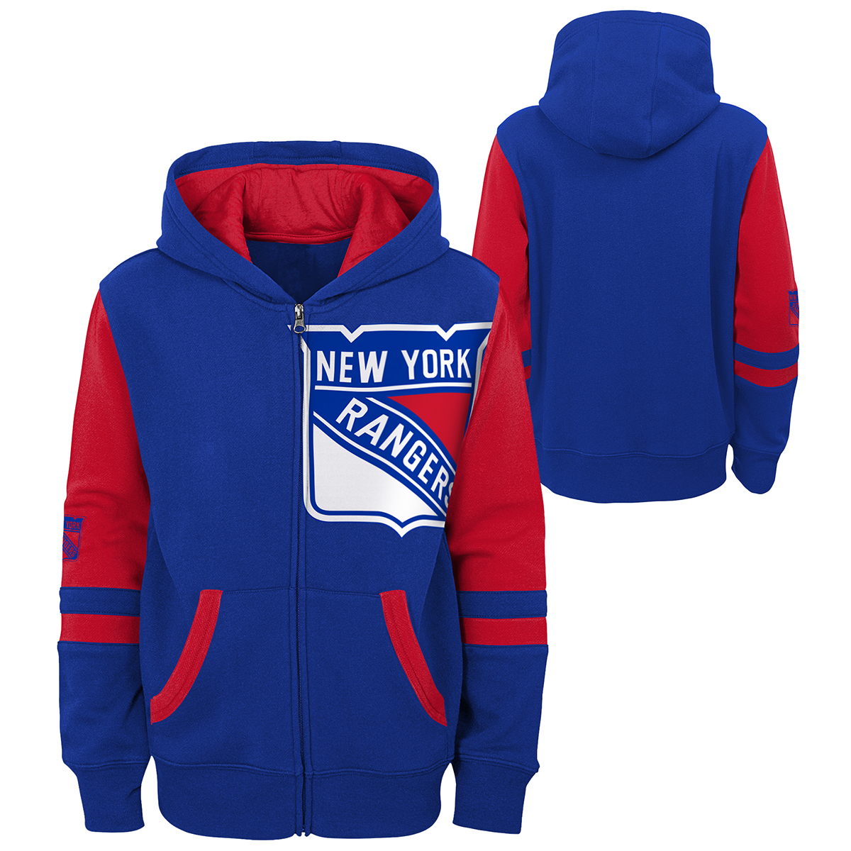 New York Rangers Boys' Outerstuff Faceoff Fleece Full-Zip Hoodie Jacket