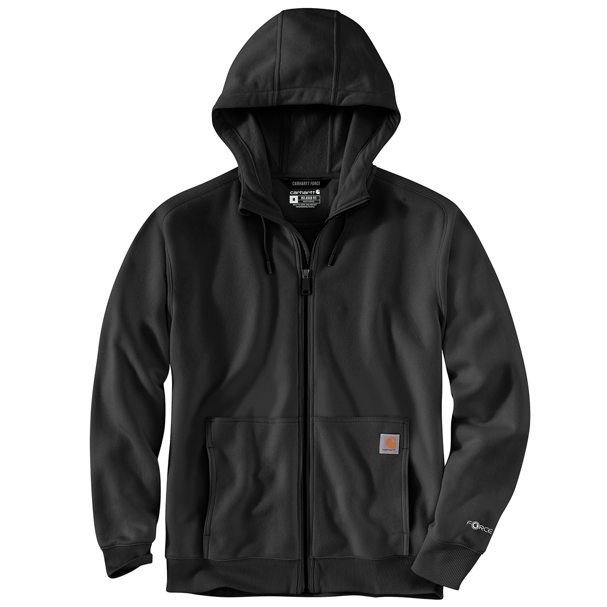 Carhartt Men's Force Relaxed Fit Lightweight Full-Zip Hoodie, Black